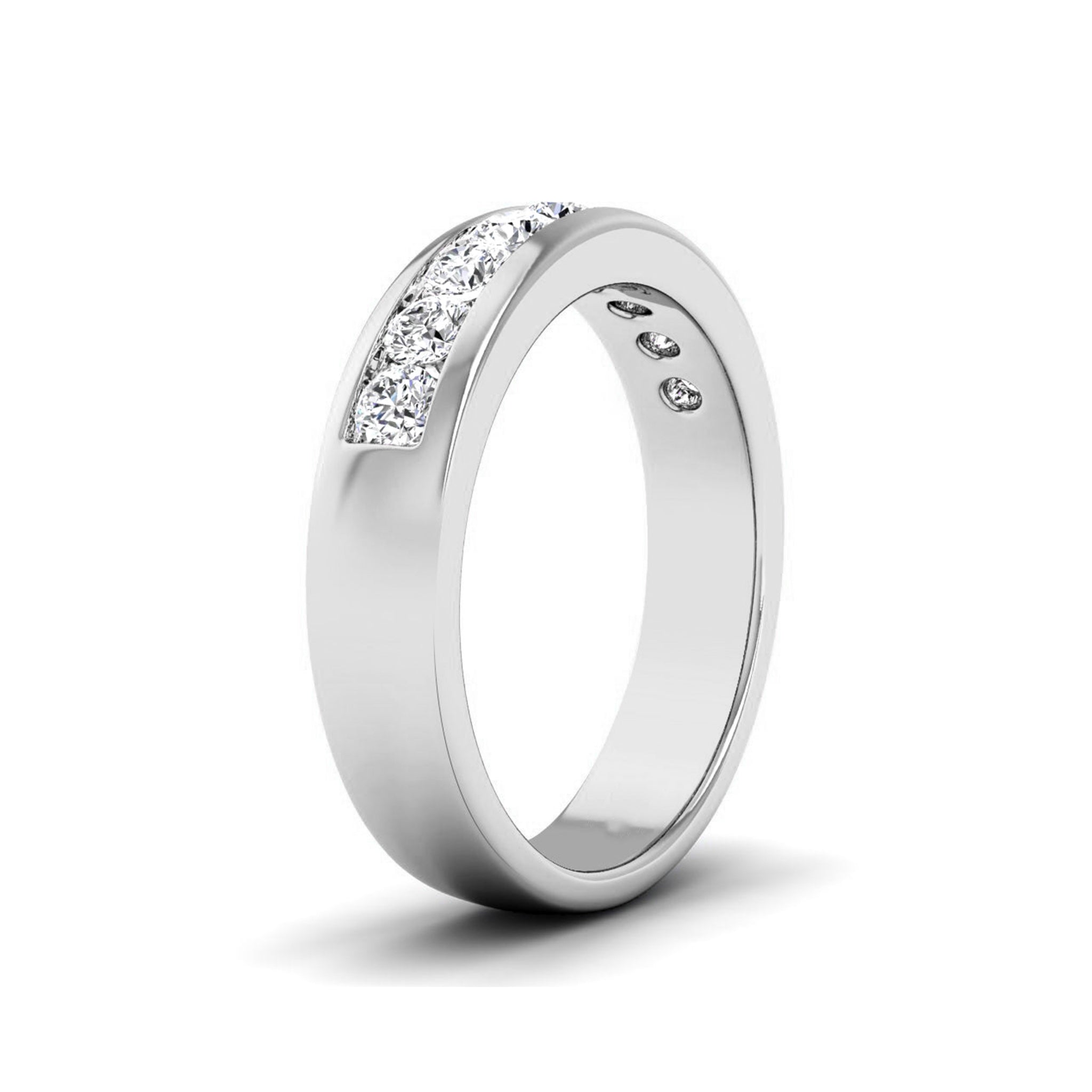 Round Channel Set Mens Wedding Band