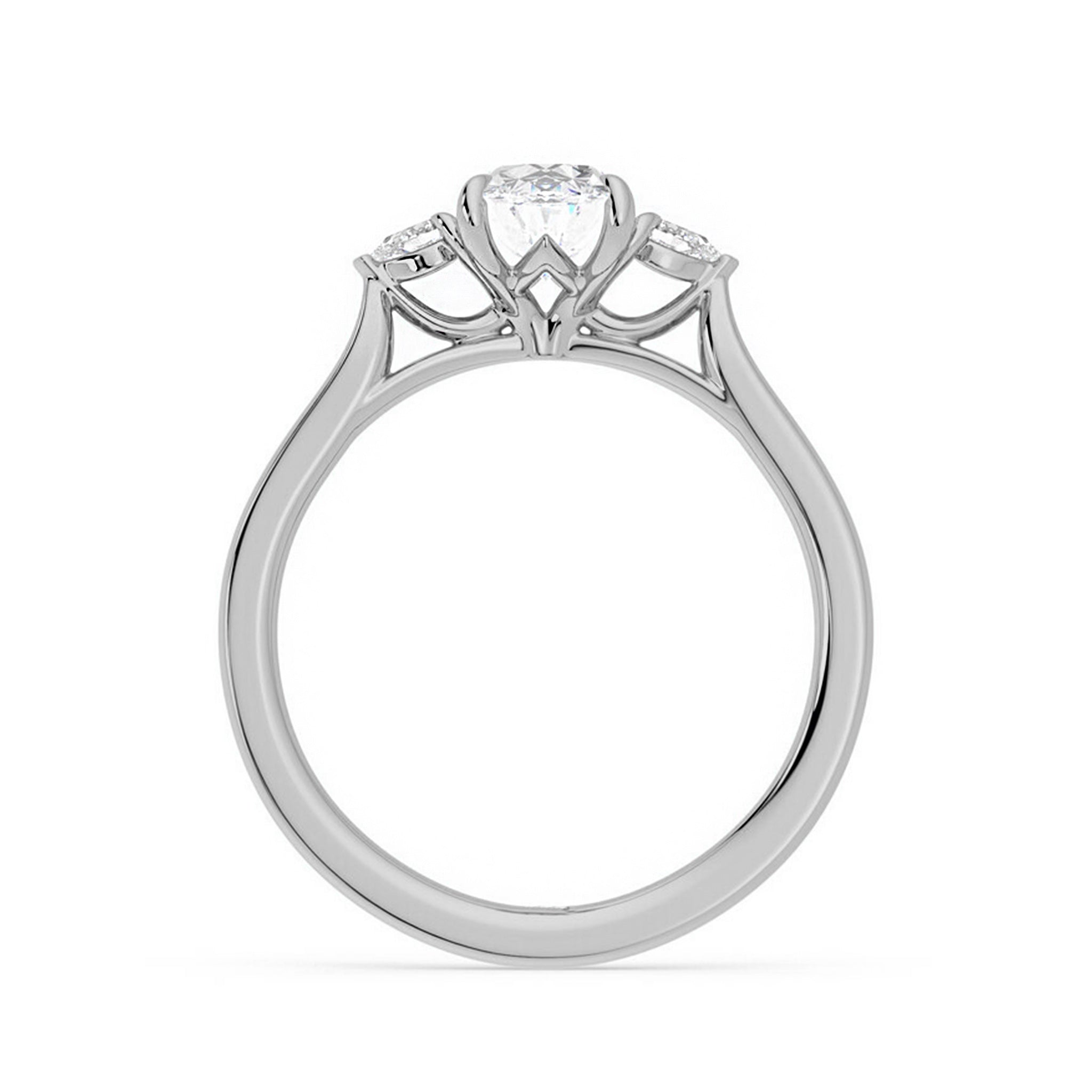 Three Stone Oval Lab Grown Diamond Engagement Ring