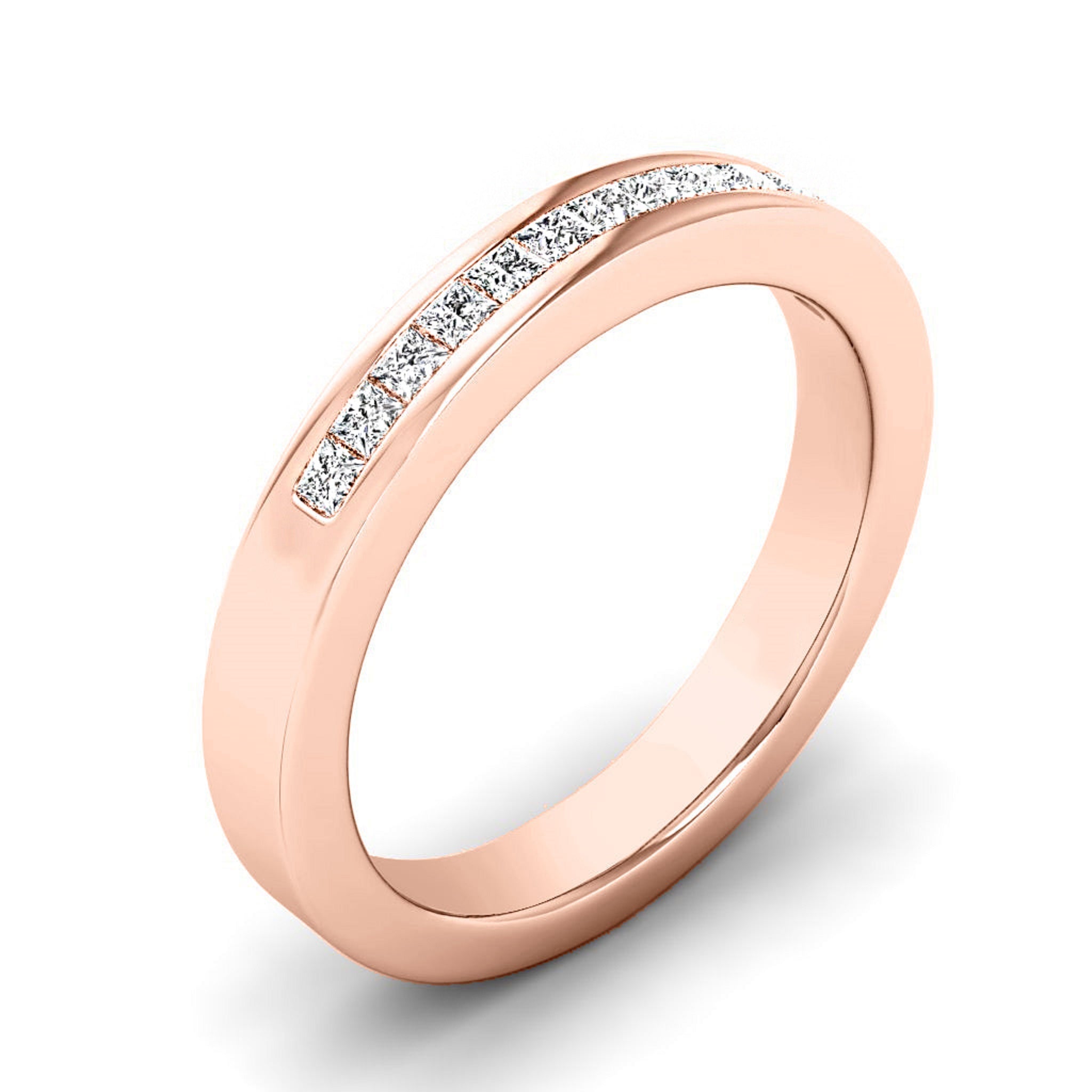 Channel Set Princess Cut Unisex Wedding Ring