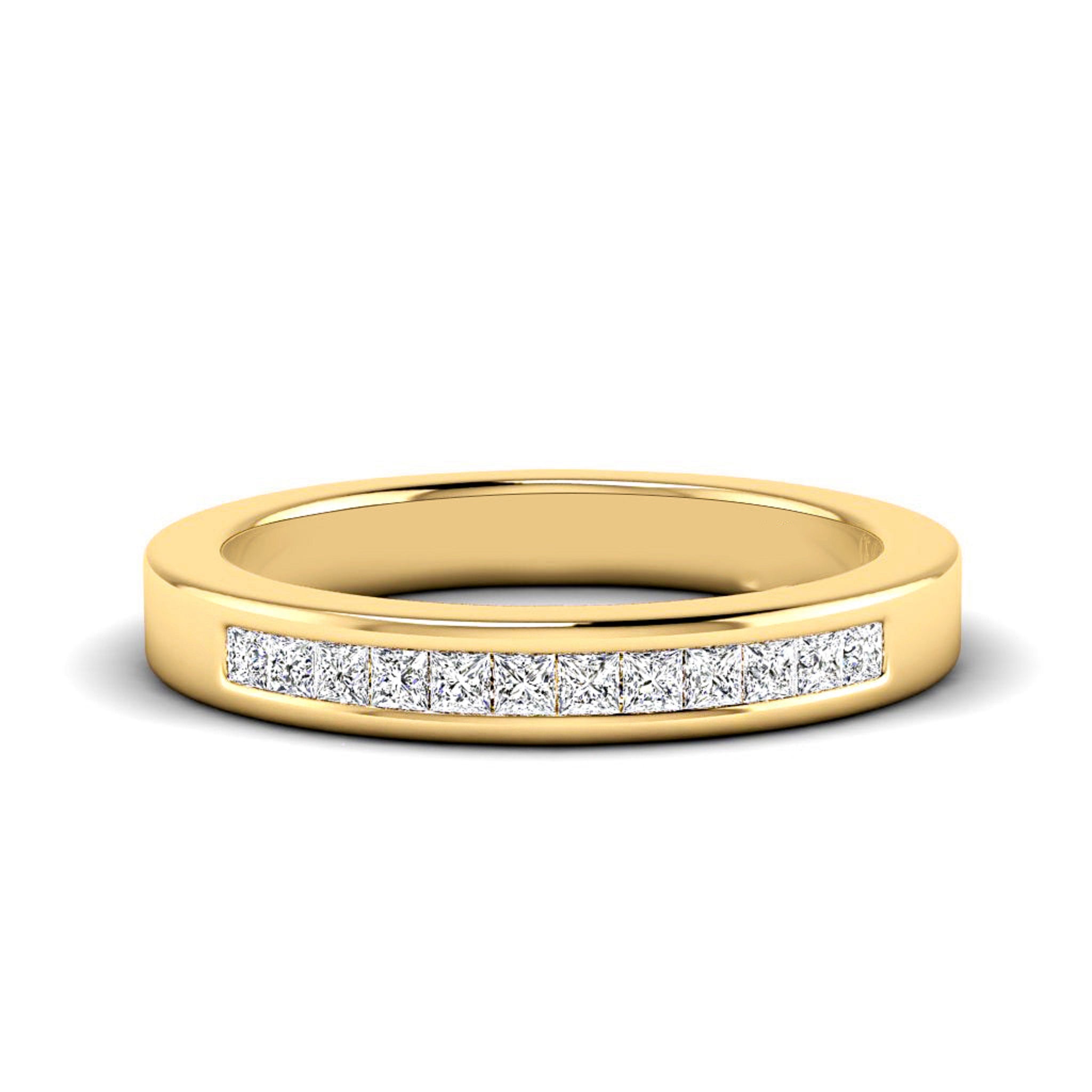 Channel Set Princess Cut Unisex Wedding Ring