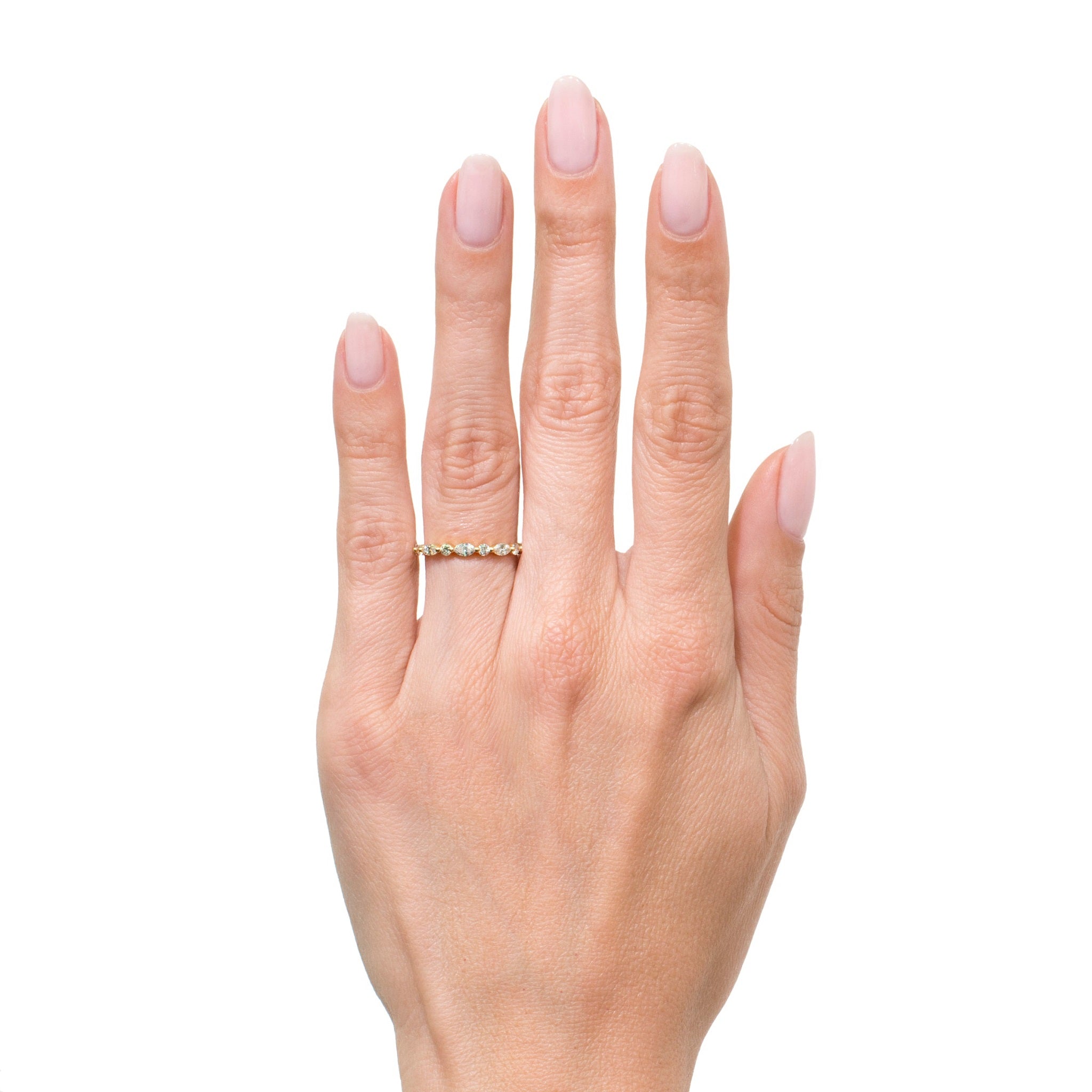 Marquise and Round Floating Bubble Wedding Band