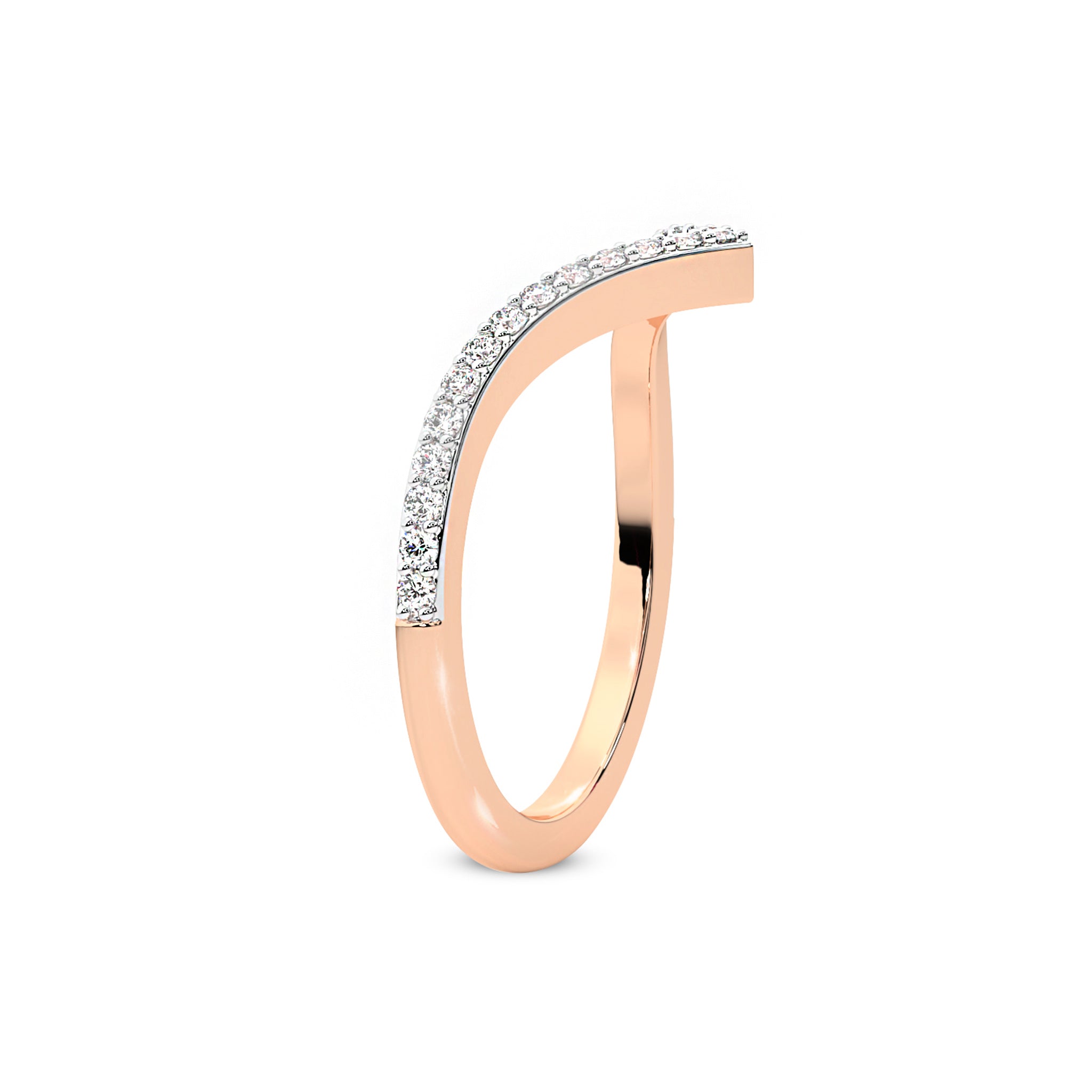 Deep V Shaped Curve Diamond Wedding Band
