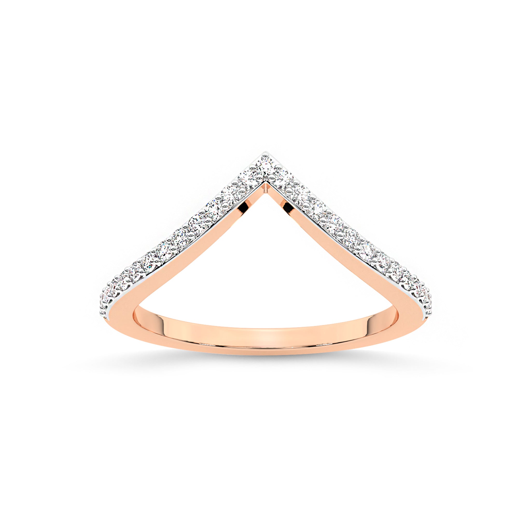 Deep V Shaped Curve Diamond Wedding Band