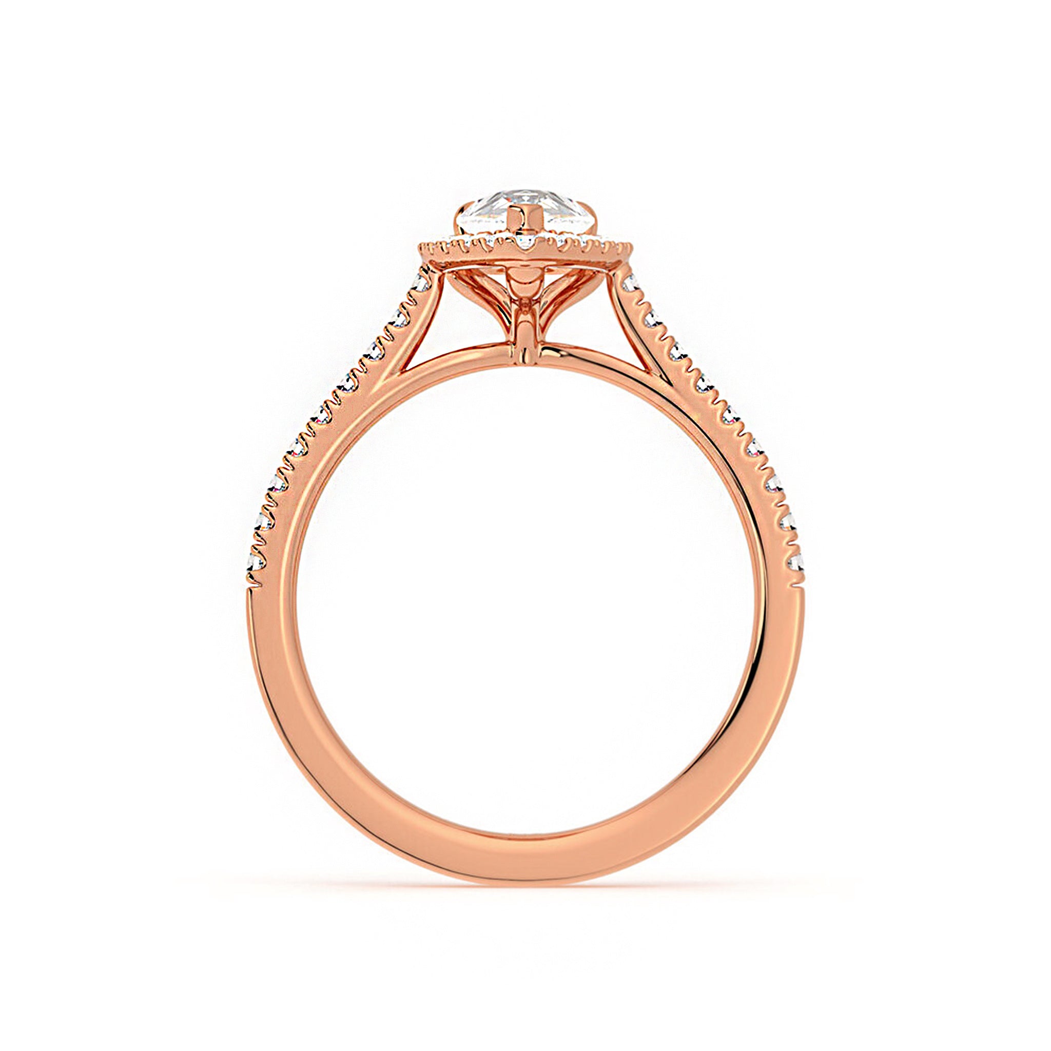 Tear Drop Signature Halo Moissanite Ring