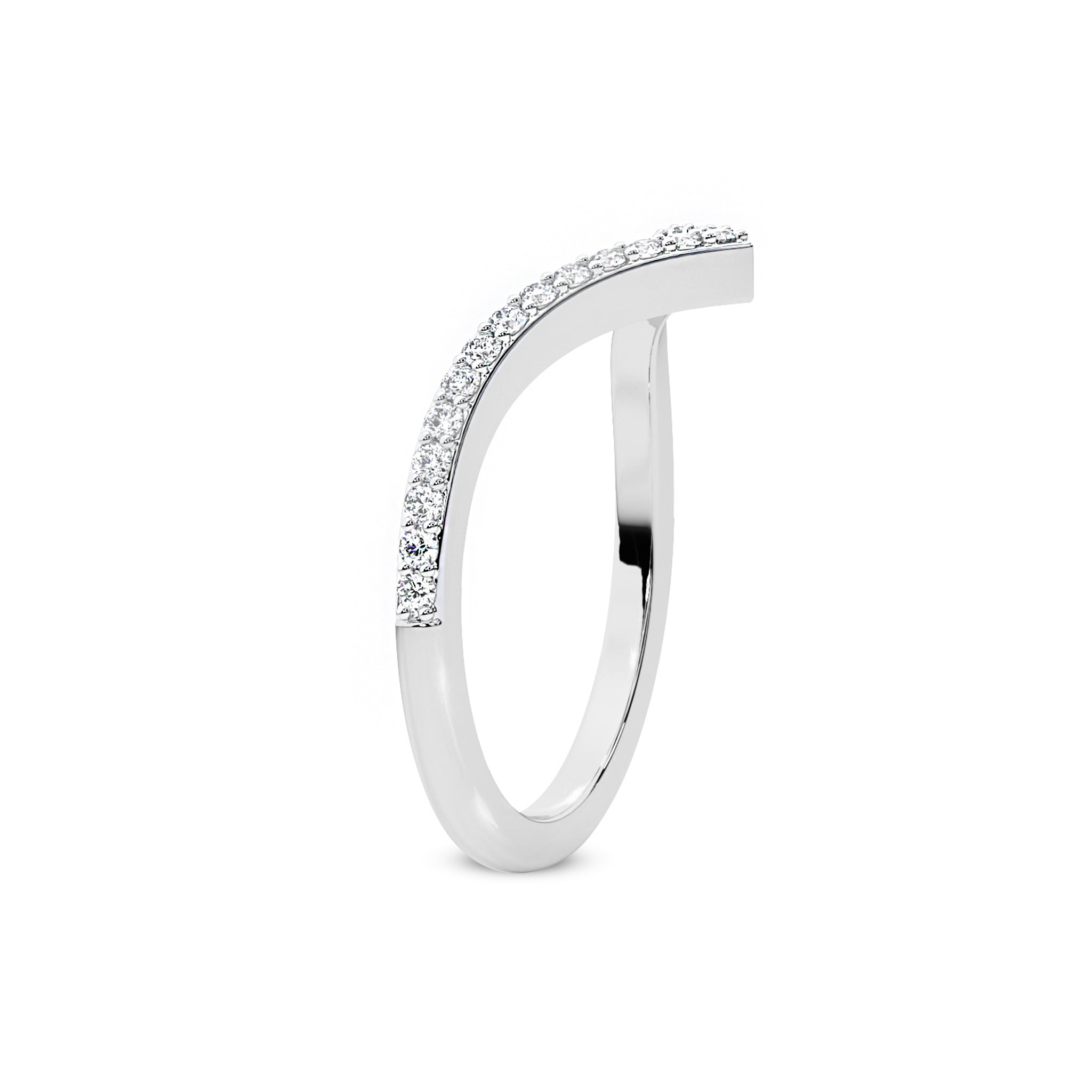 Deep V Shaped Curve Diamond Wedding Band