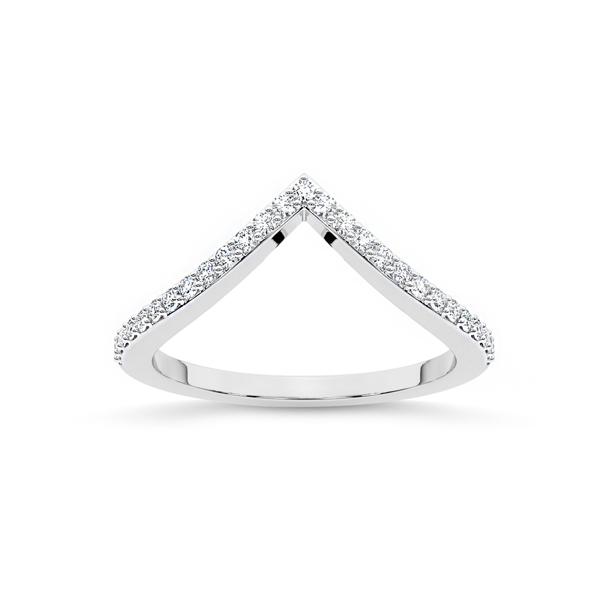 Deep V Shaped Curve Diamond Wedding Band