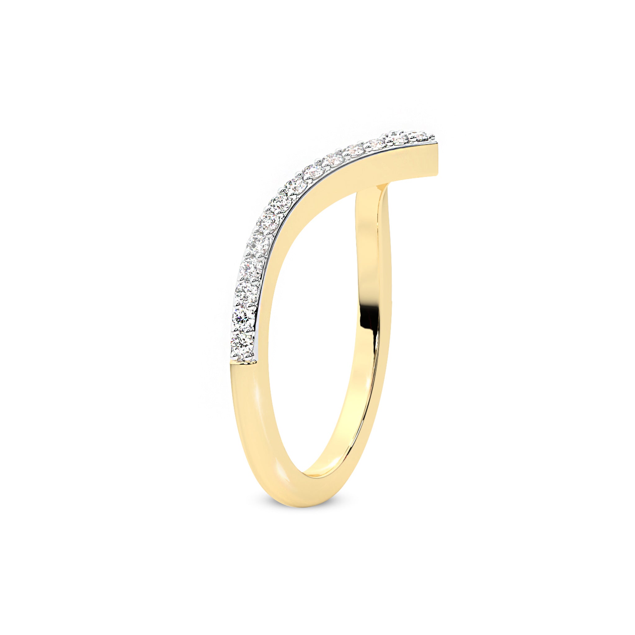 Deep V Shaped Curve Diamond Wedding Band