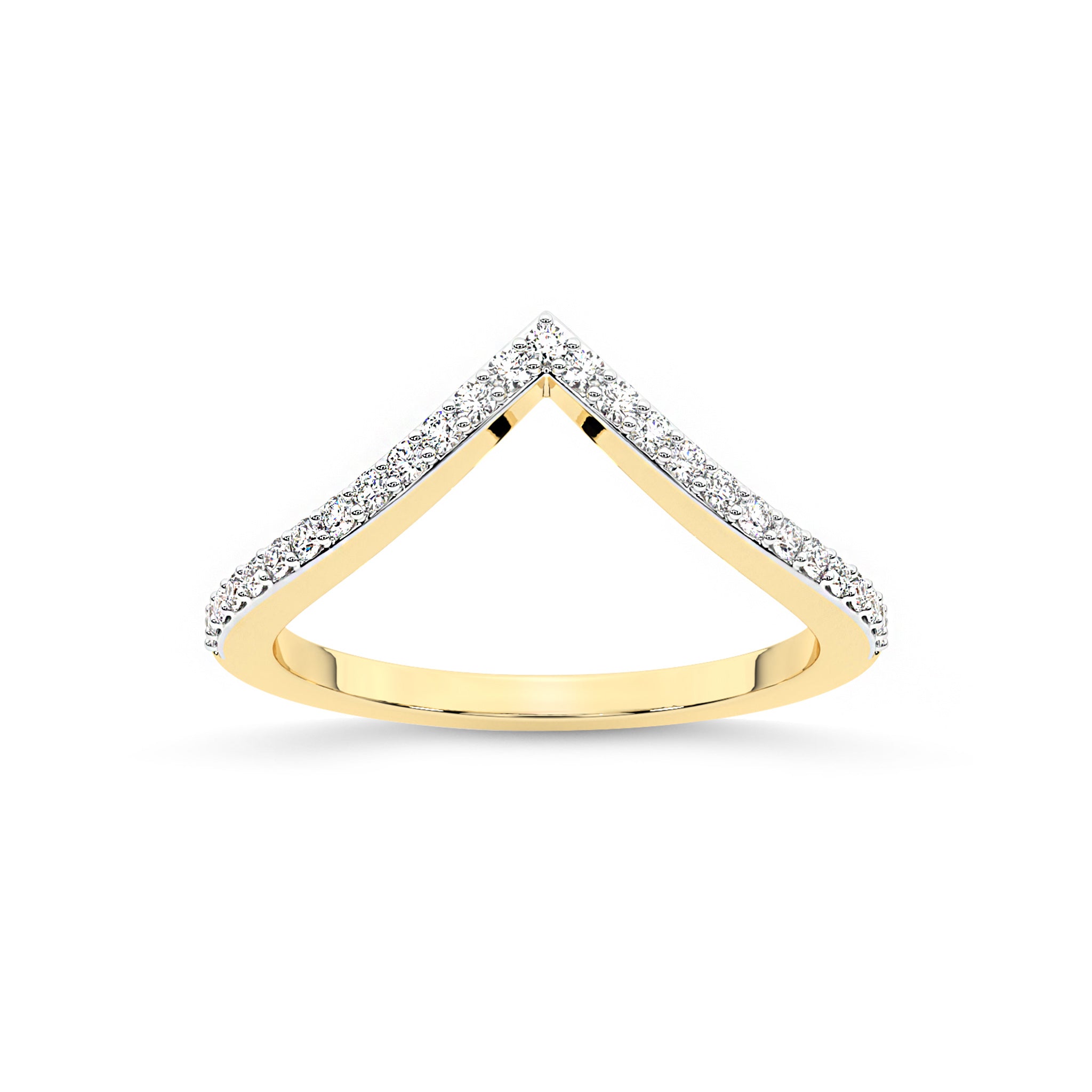 Deep V Shaped Curve Diamond Wedding Band