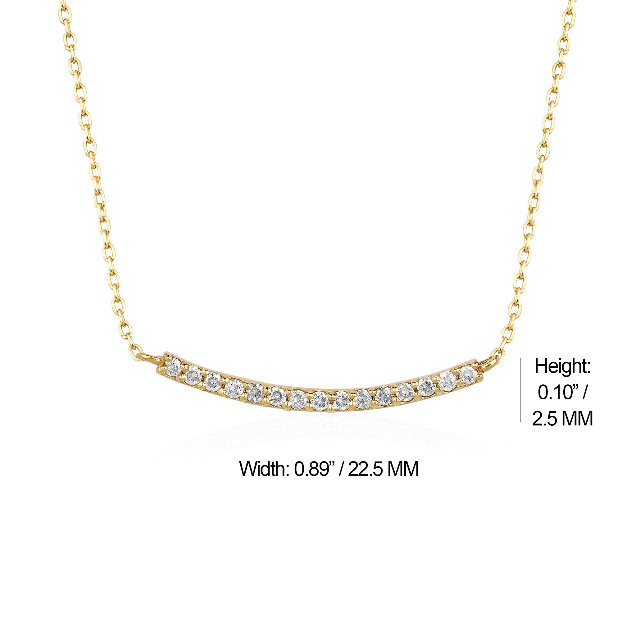 Dainty Pave Diamond Curved Bar Necklace for Women