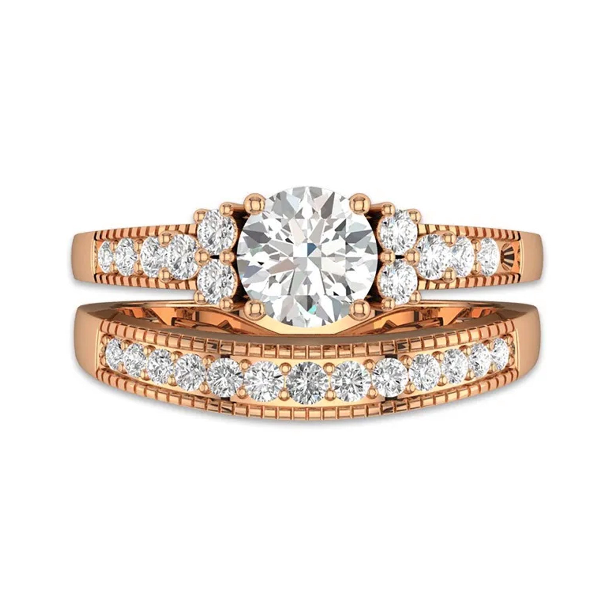 Vintage Inspired Moissanite Bridal Wedding Ring Set