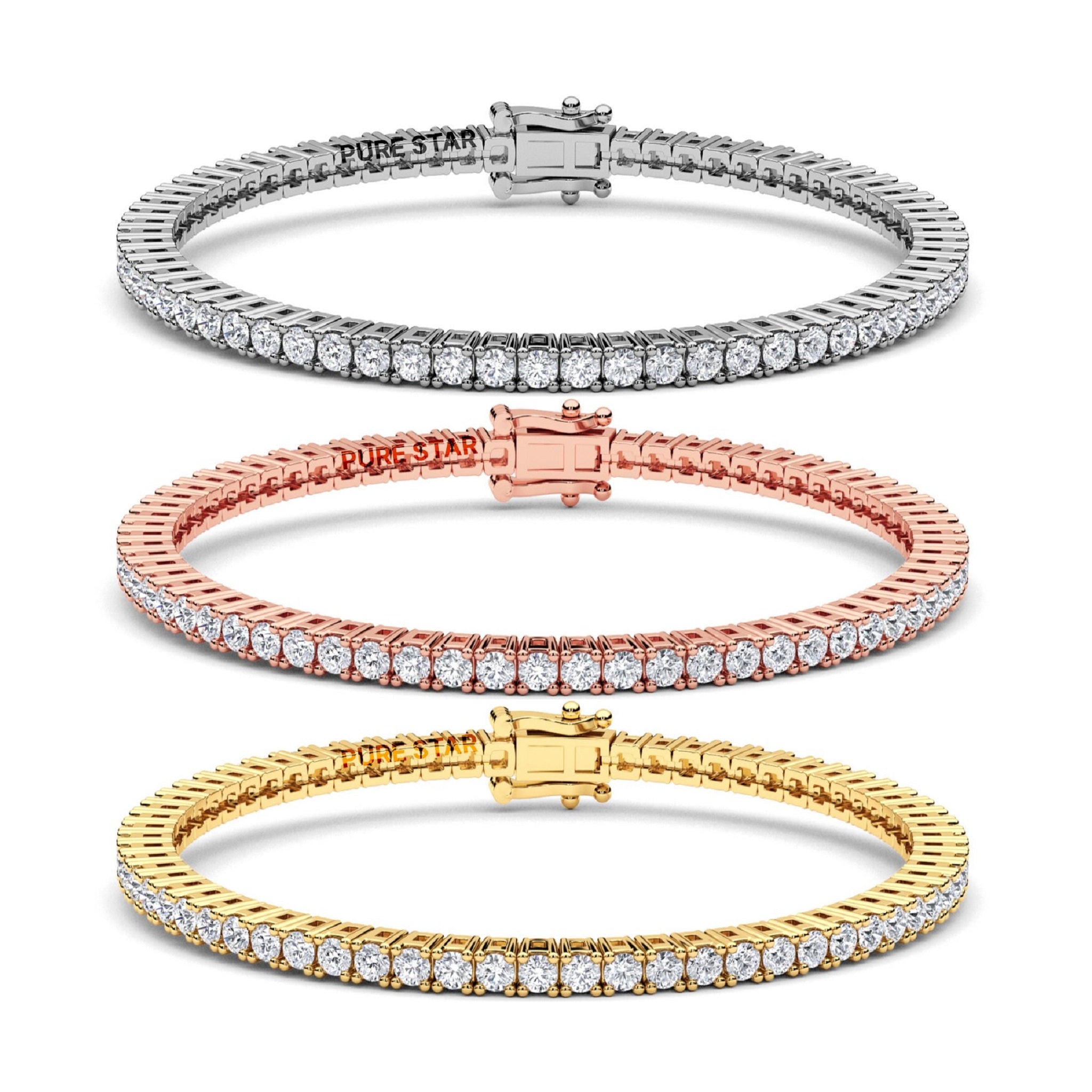 Four Prong Round Moissanite Tennis Bracelet 3 MM