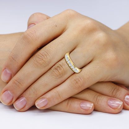 Round Channel Set Mens Wedding Band