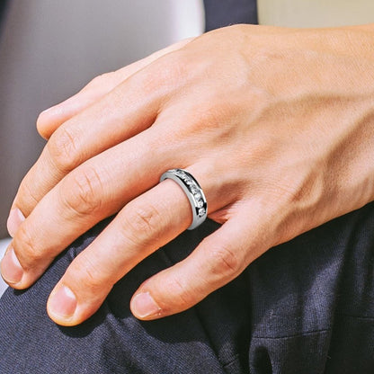 Round Channel Set Mens Wedding Band