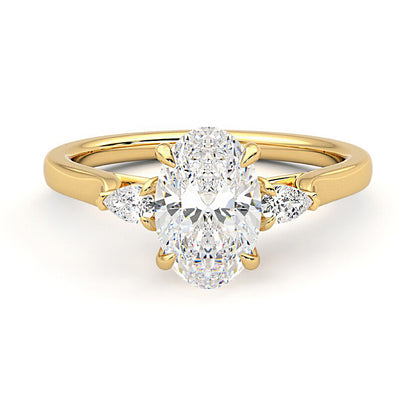 Three Stone Oval Lab Grown Diamond Engagement Ring