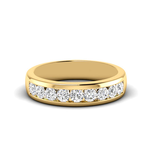 Round Channel Set Mens Wedding Band
