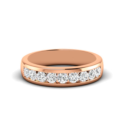 Round Channel Set Mens Wedding Band