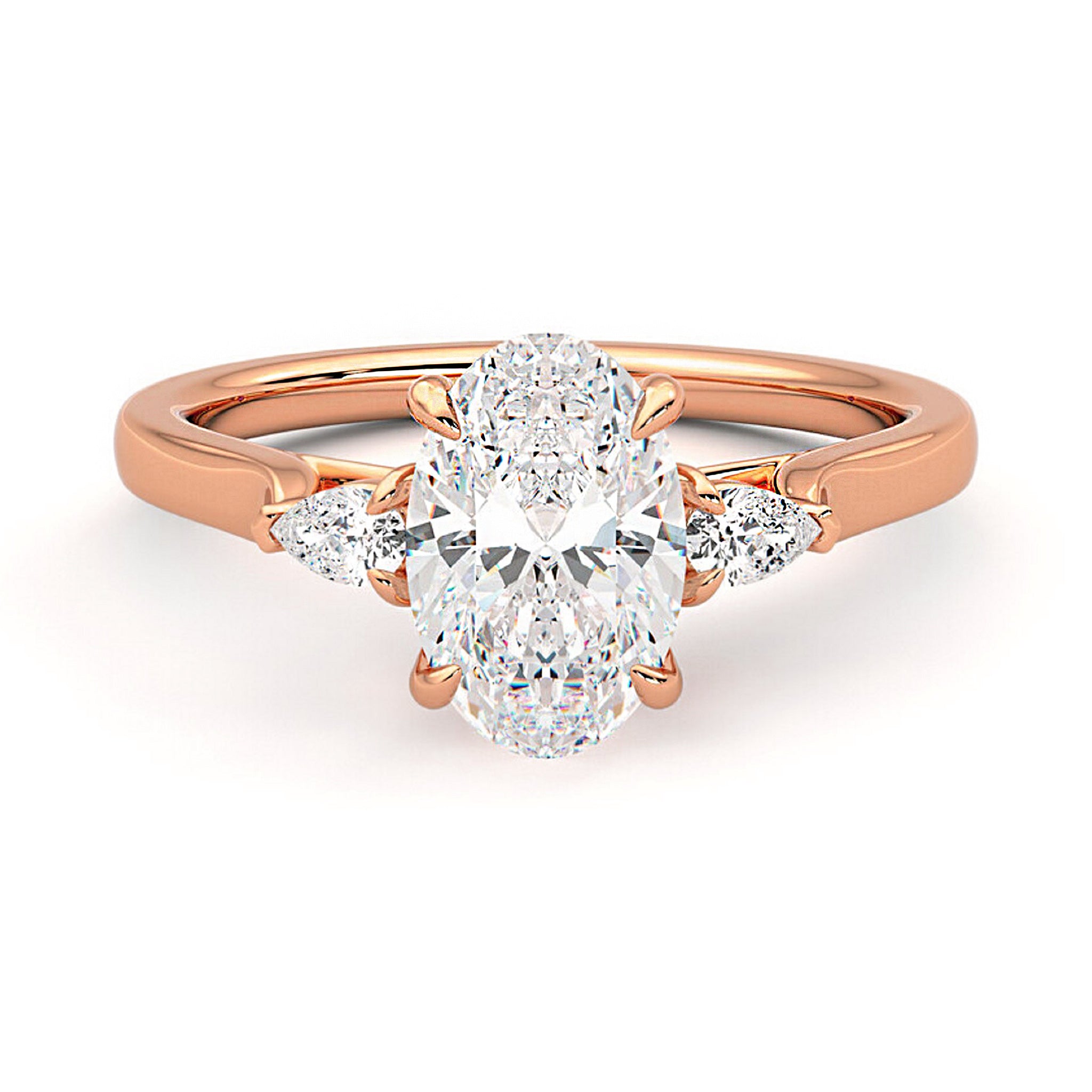 Three Stone Oval Lab Grown Diamond Engagement Ring