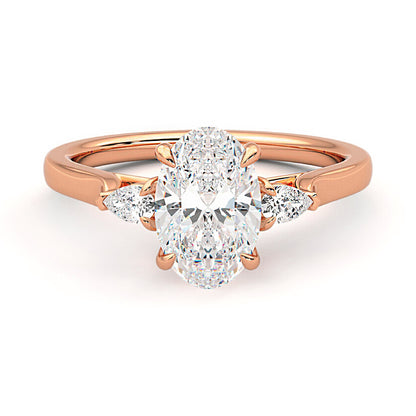 Three Stone Oval Lab Grown Diamond Engagement Ring