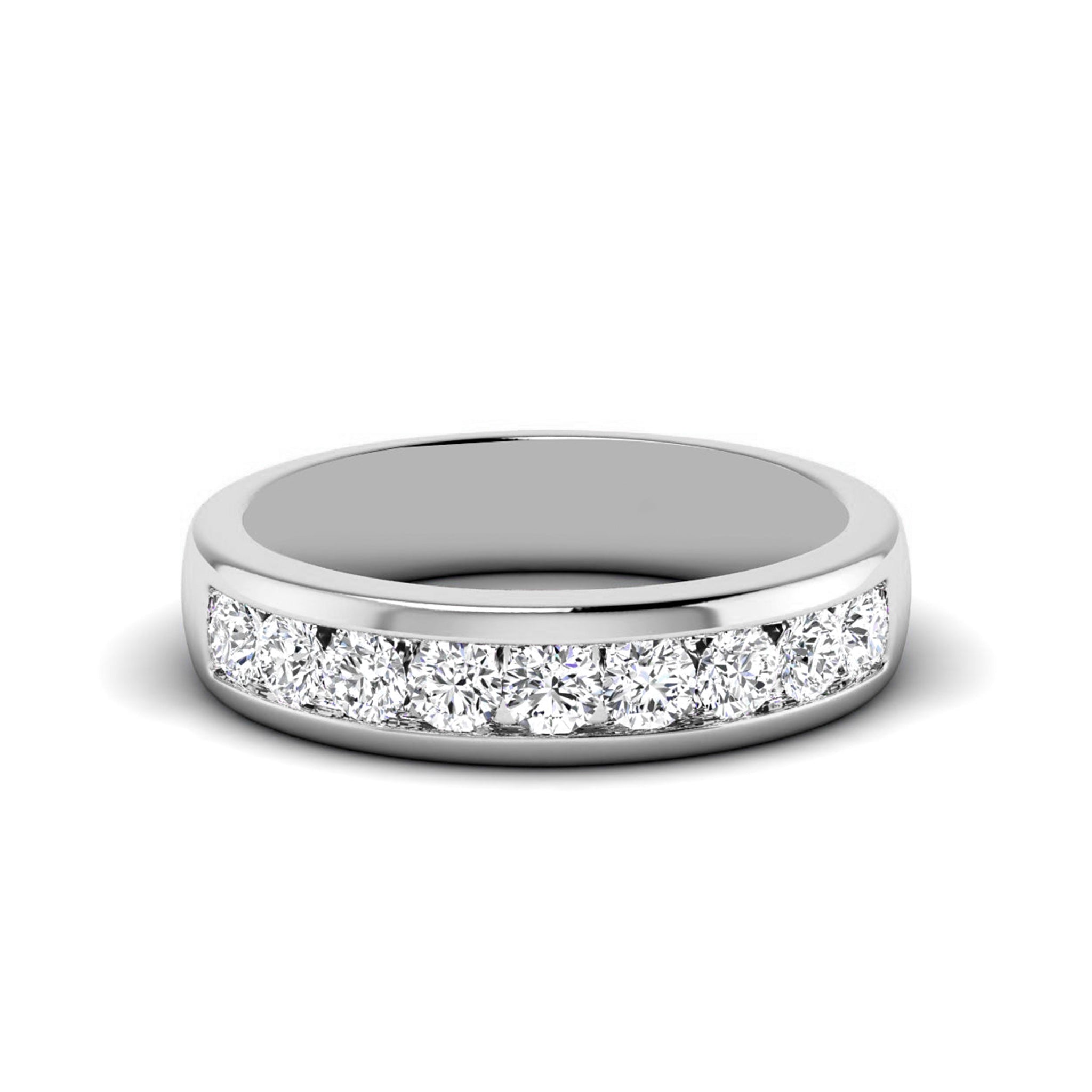 Round Channel Set Mens Wedding Band