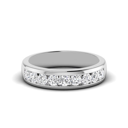 Round Channel Set Mens Wedding Band