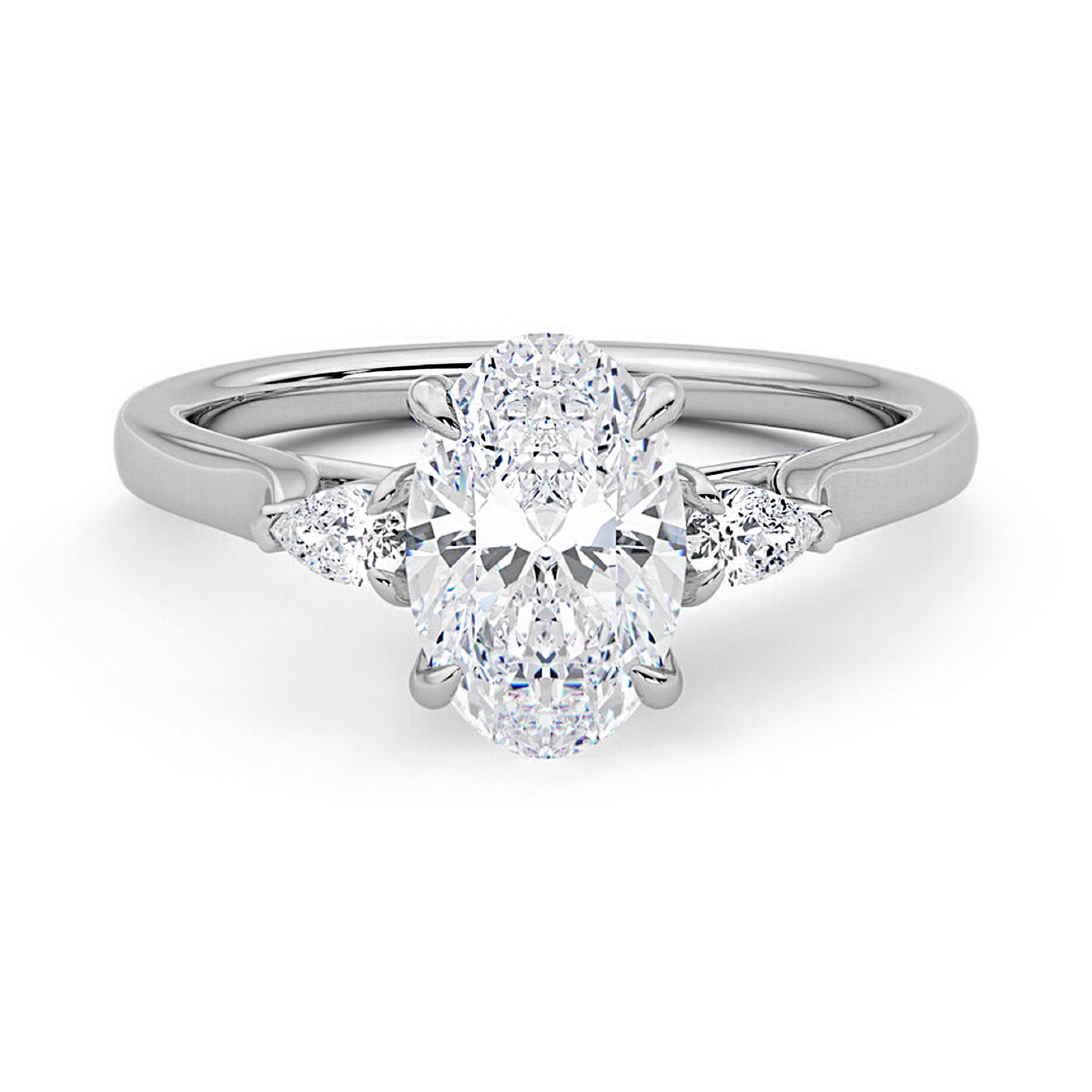 Three Stone Oval Lab Grown Diamond Engagement Ring
