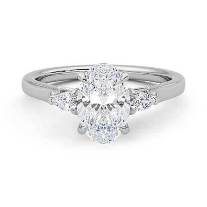 Three Stone Oval Lab Grown Diamond Engagement Ring