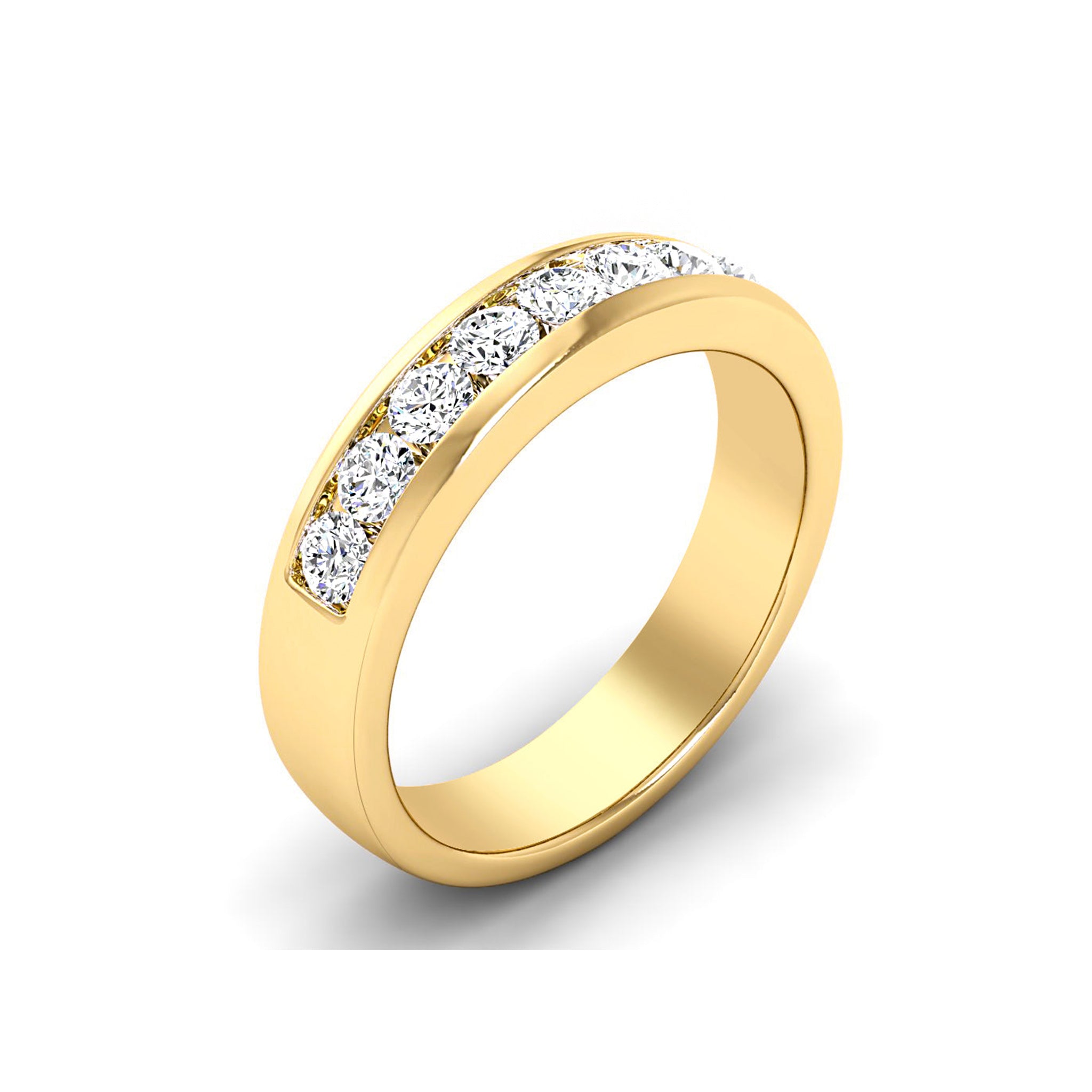 Round Channel Set Mens Wedding Band
