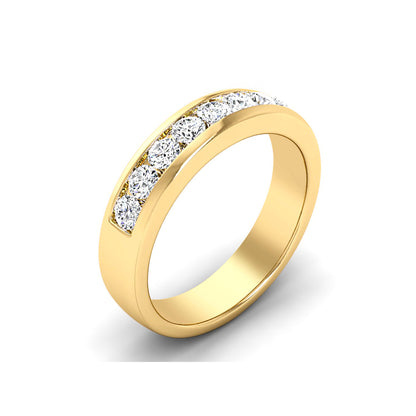 Round Channel Set Mens Wedding Band