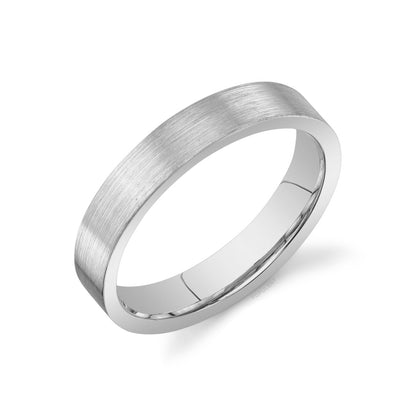 Comfort Fit Brushed Gold Plain Mens Wedding Band 4 MM