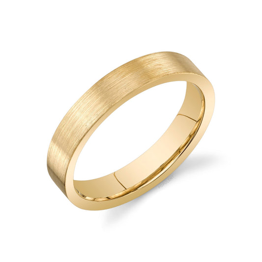 Comfort Fit Brushed Gold Plain Mens Wedding Band 4 MM
