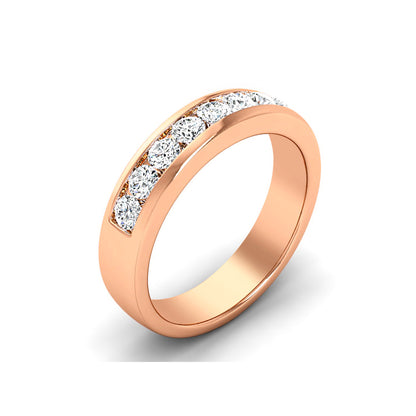 Round Channel Set Mens Wedding Band