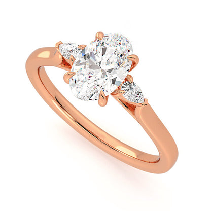 Three Stone Oval Lab Grown Diamond Engagement Ring