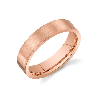 Solid Brushed Gold Plain Comfort Fit Mens Band 5MM