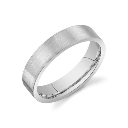 Solid Brushed Gold Plain Comfort Fit Mens Band 5MM