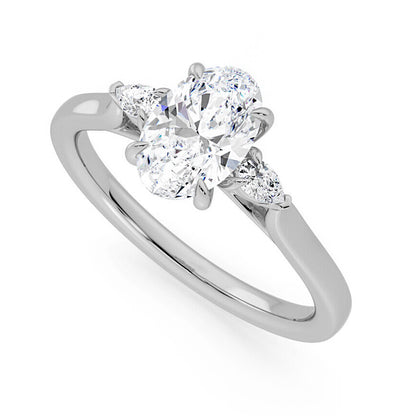 Three Stone Oval Lab Grown Diamond Engagement Ring