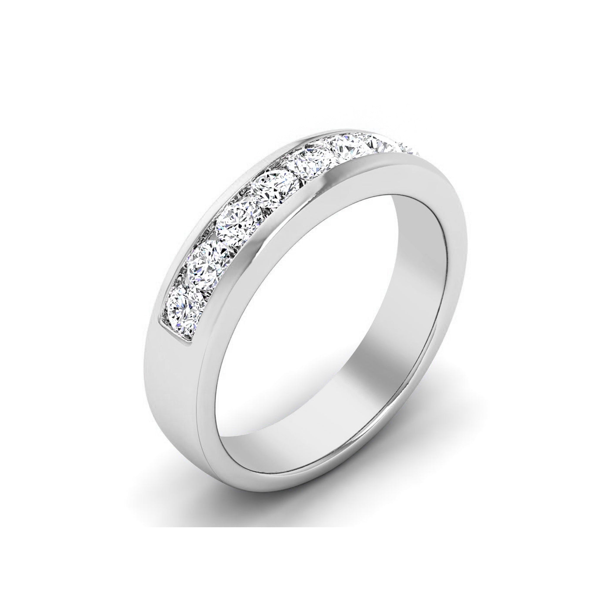 Round Channel Set Mens Wedding Band