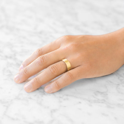Wide Band Comfort Fit Plain Gold Mens Wedding Band 6 MM