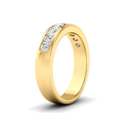 Round Channel Set Mens Wedding Band