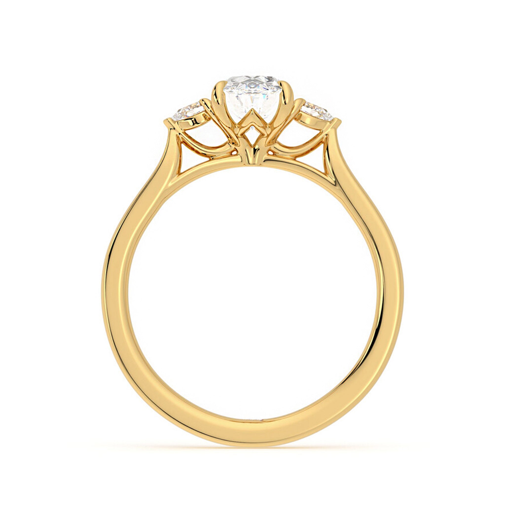 Three Stone Oval Lab Grown Diamond Engagement Ring