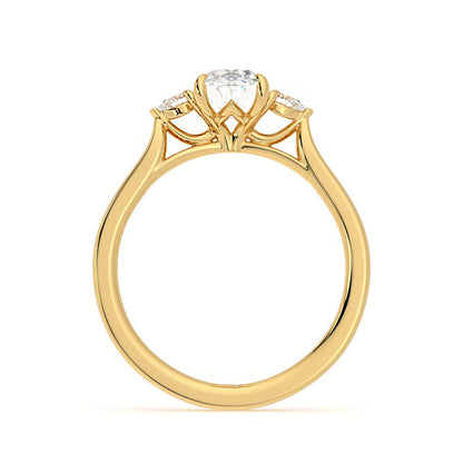 Three Stone Oval Lab Grown Diamond Engagement Ring
