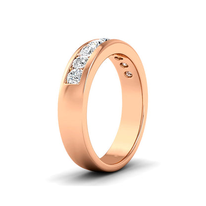Round Channel Set Mens Wedding Band