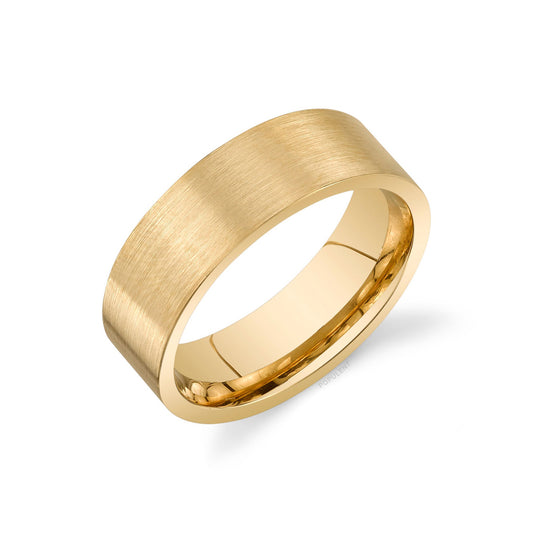 Matte Brushed Gold Comfort Fit Plain Cigar Mens Wedding Band 8 MM