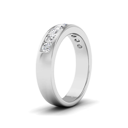 Round Channel Set Mens Wedding Band