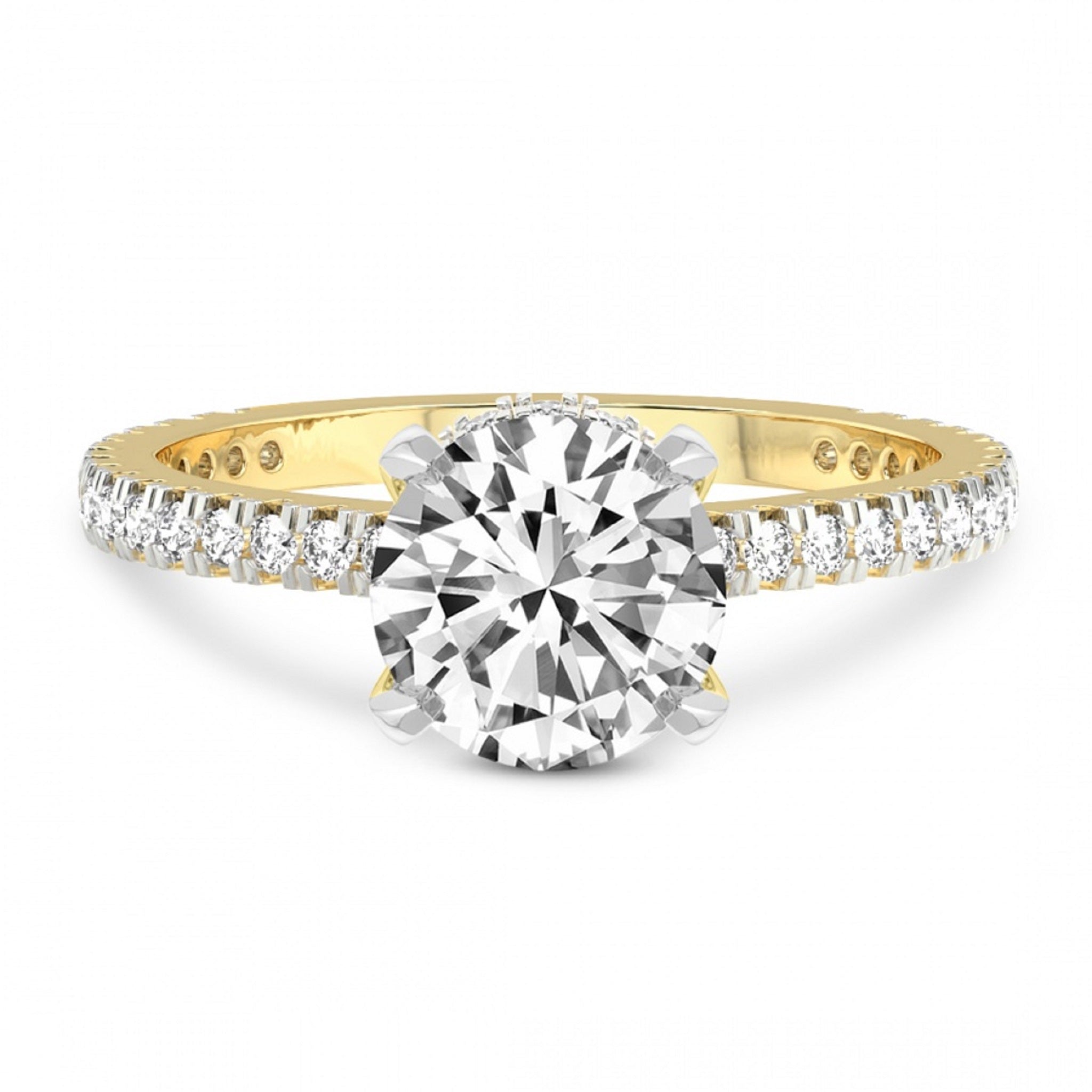 Secret Halo Solitaire Accented Round Engagement Ring