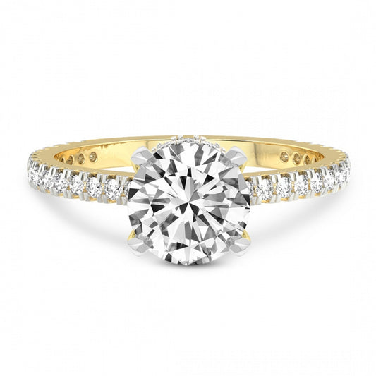 Secret Halo Solitaire Accented Round Engagement Ring