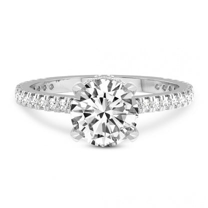 Secret Halo Solitaire Accented Round Engagement Ring