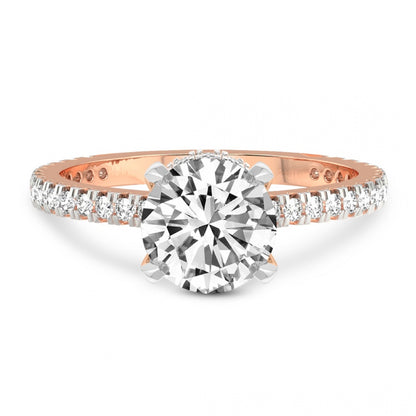 Secret Halo Solitaire Accented Round Engagement Ring