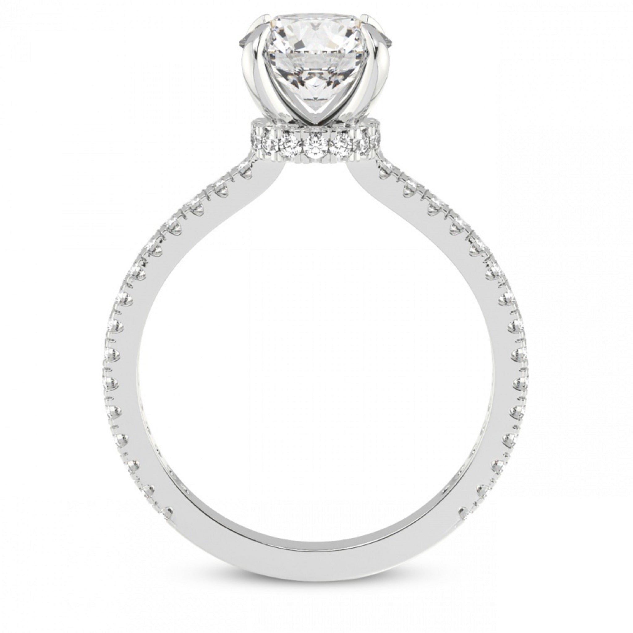 Secret Halo Solitaire Accented Round Engagement Ring