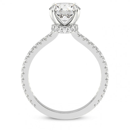 Secret Halo Solitaire Accented Round Engagement Ring