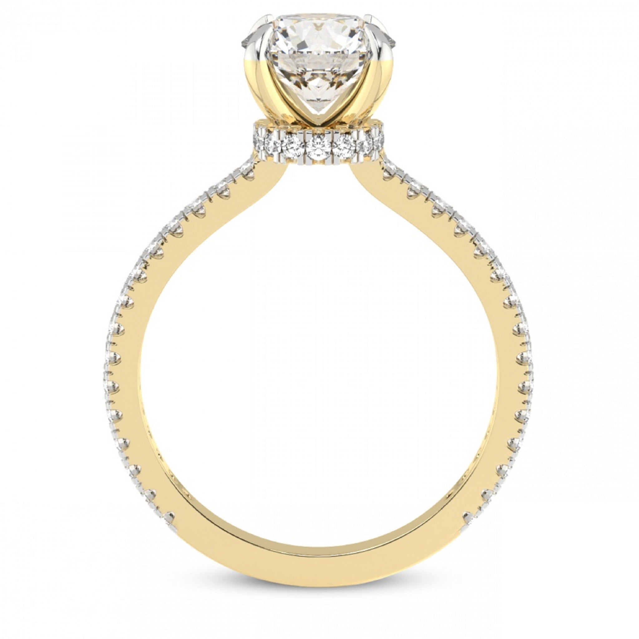 Secret Halo Solitaire Accented Round Engagement Ring